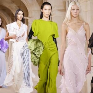 VICTORIA BECKHAM Gathered Melange Midi Dress